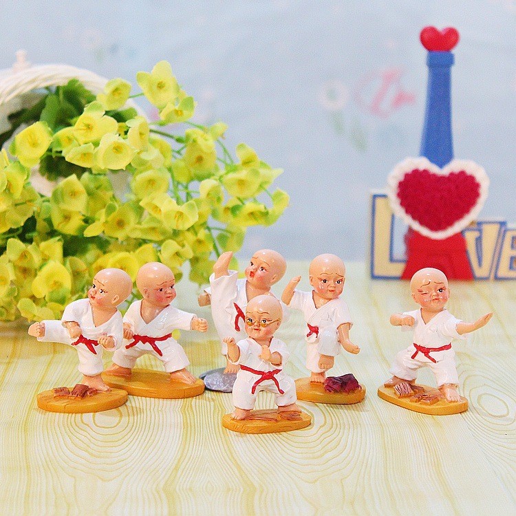 少林小和尚功夫小子六件套创意卡通树脂娃娃家居工艺品摆件定制