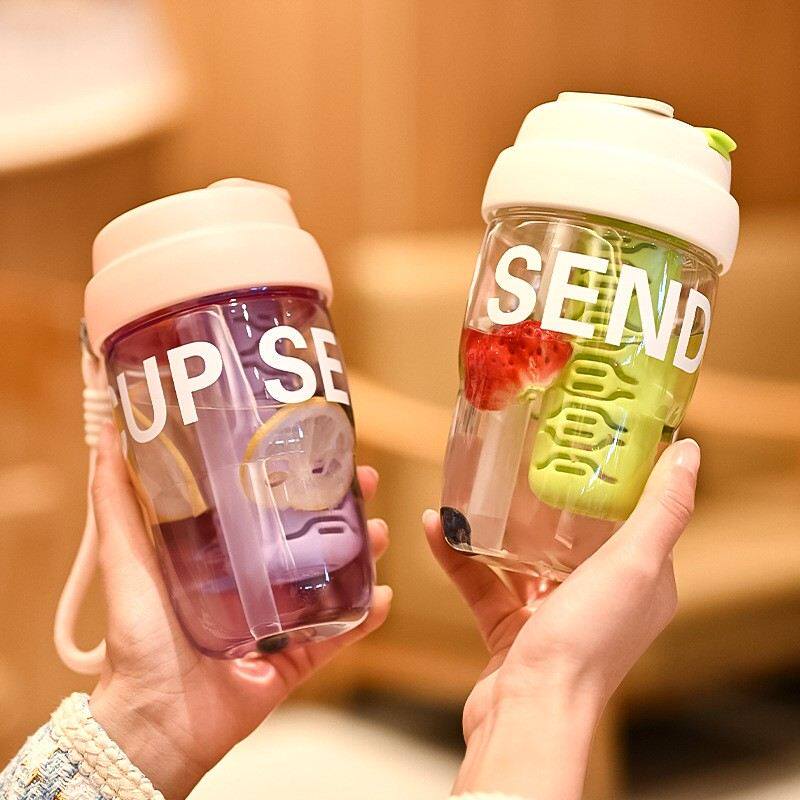 2026新款夏天带吸管水杯女生高颜值大容量塑料水壶茶水分离杯子男