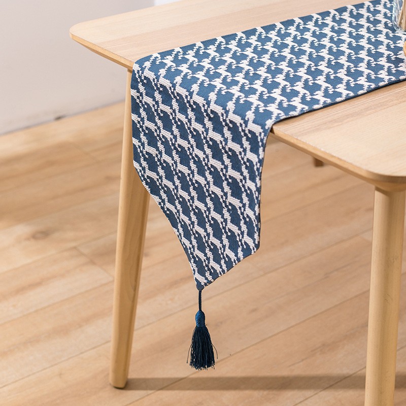 新款棉麻提花桌旗小马图案餐桌装饰布茶席巾提花床尾巾家居定制