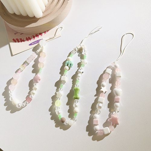 少女心仿星星不规则手提链串珠挂链通用手机壳手机挂绳钥匙扣定制