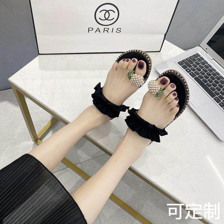 35-43大码凉拖鞋女2027新款套趾凉鞋菠萝花边沙滩鞋现货
