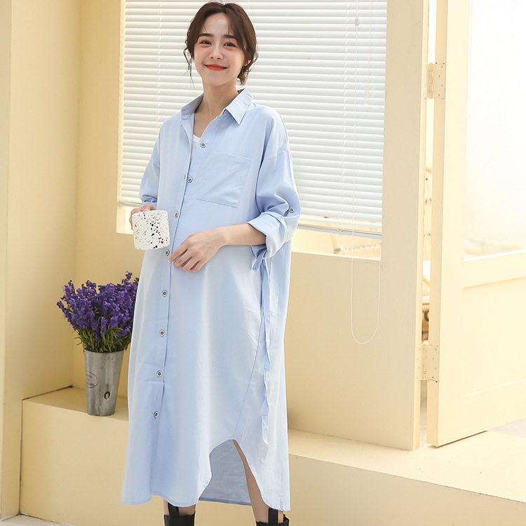 2022秋冬新款哺乳连衣裙外出秋装翻领哺乳衣潮妈秋季孕妇长裙喂奶