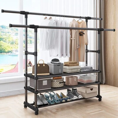 简易晾衣架卧室落地衣架室内晾衣杆挂衣架宿舍落地组装式衣架定制