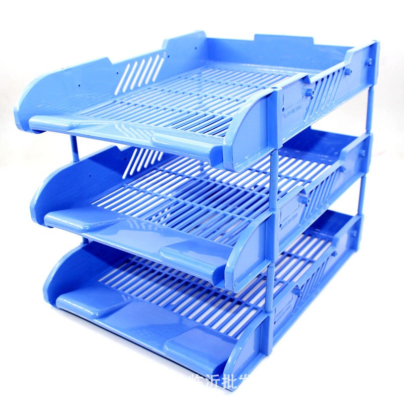 奥宇3层文件座塑料横式文件架资料整理文件收纳框办公文件盘303定制