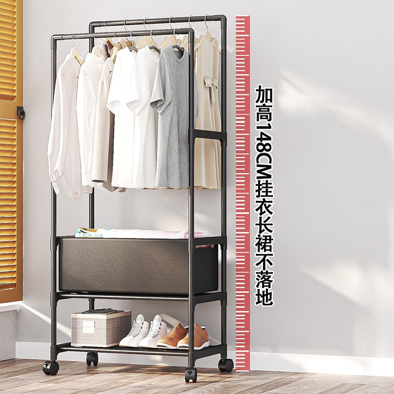 衣帽架家用落地卧室衣架可移动室内收纳置物架简易晾衣架鞋架定制