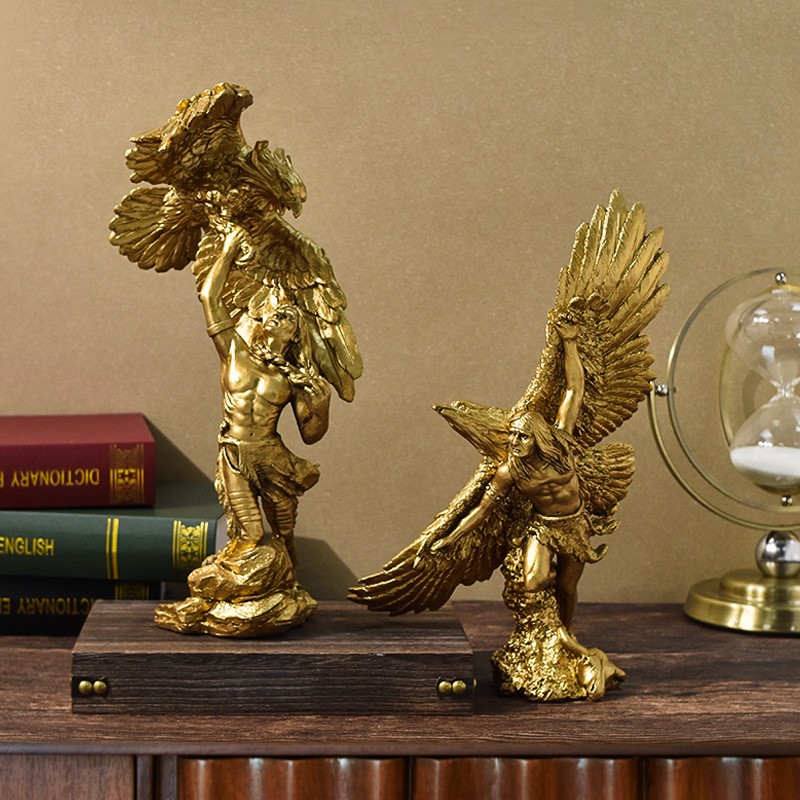 美式复古动物仿铜雄鹰展翅树脂工艺品摆件玄关办公室酒柜软装定制
