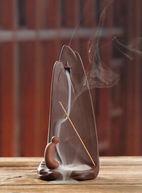 原创陶瓷倒流香炉守望山水香薰炉檀香香道家居装饰线香摆件定制