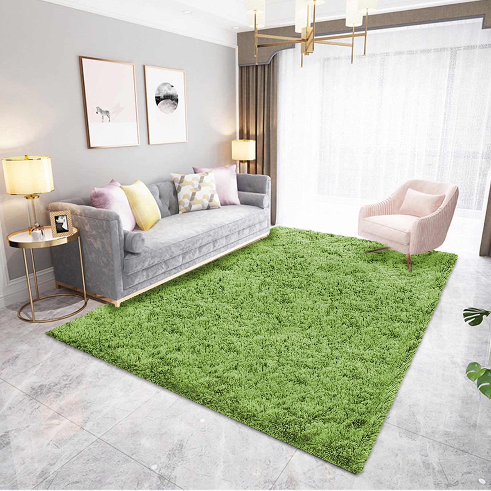 现代简约水洗丝毛地毯客厅茶几沙发地毯卧室床边加厚地毯瑜伽定制