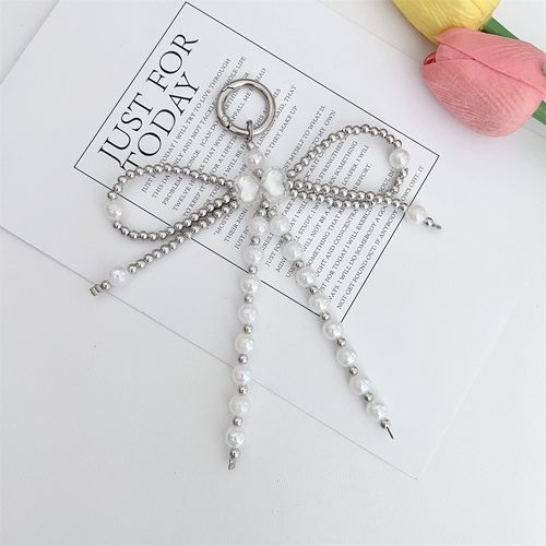 新款轻奢高级感时尚蝴蝶结串珠钥匙扣装饰挂件百搭包挂手机壳定制