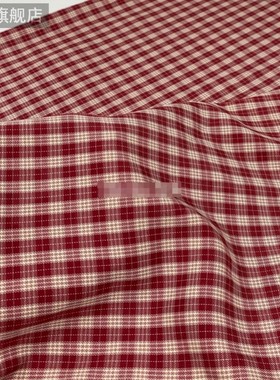 圣诞气息 ins韩风红色格子手工面料复古发圈裙子娃衣布料野餐布