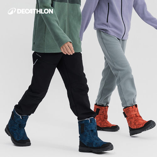 迪卡侬儿童保暖加绒裤子运动裤