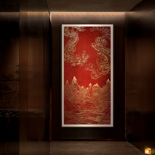 新中式红山金山银山锦绣云纹挂画