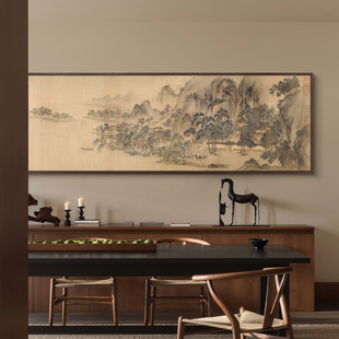 新中式山水风景客厅装饰画酒店餐厅过道背景墙挂画高级感艺术壁画