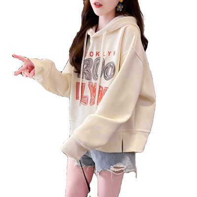 宽松薄款小个子短款连帽卫衣女潮