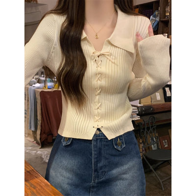 小个子短款Polo领针织衫毛衣女潮