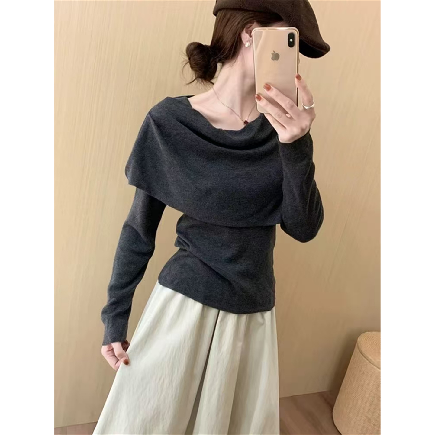 设计感小众斗篷式披肩针织衫女潮