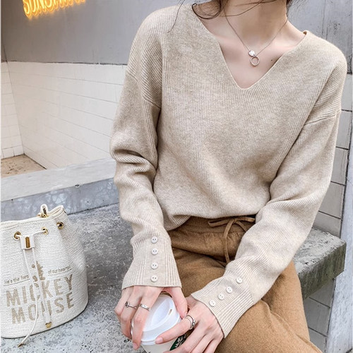 v领外穿毛衣女薄款打底针织衫潮