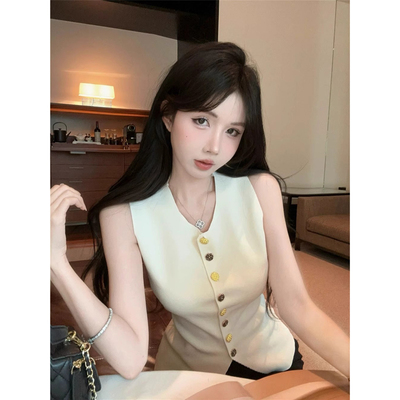 夏季2025新款无袖冰丝针织马甲女