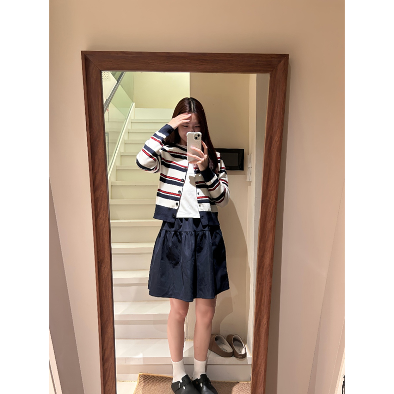 学院小狗刺绣针织开衫毛衣外套女