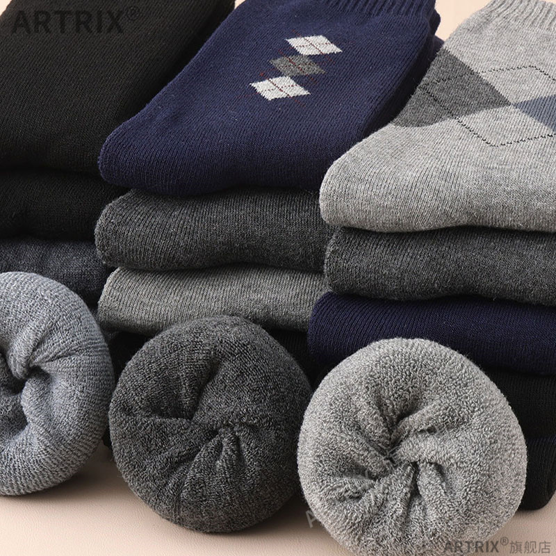 爸爸穿的袜子冬季加厚加绒厚款秋冬长袜男冬款爷爷男士中年长筒冬