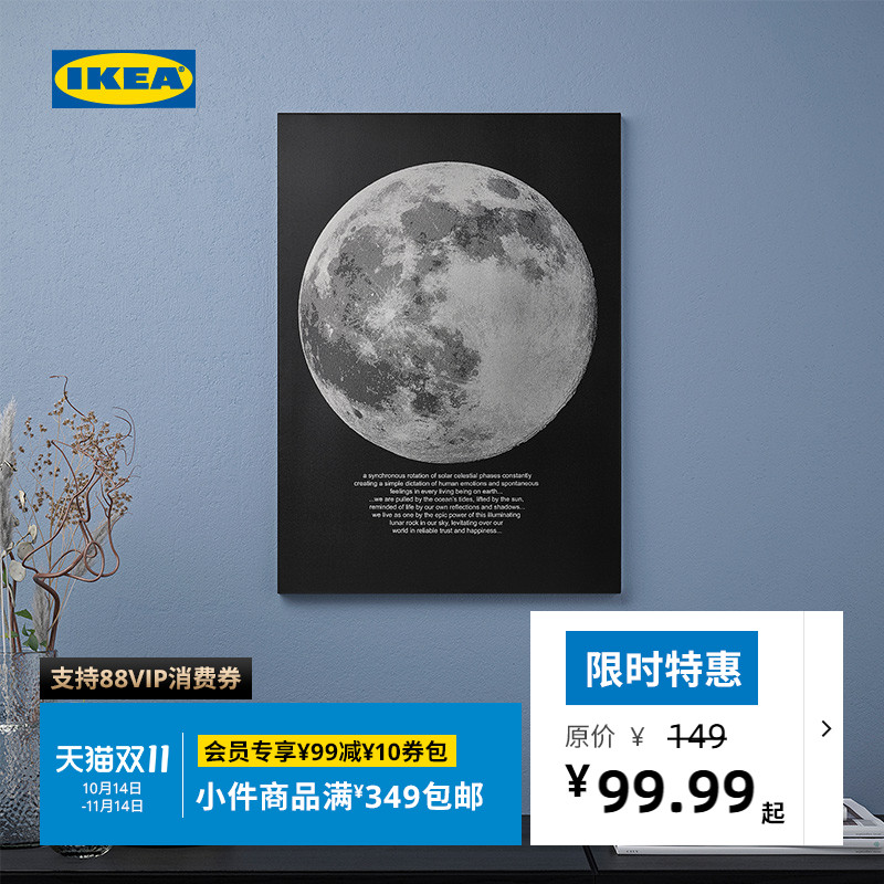 IKEA宜家皮亚特家庭装饰现代艺术画鹿海岸金色小鸟图片