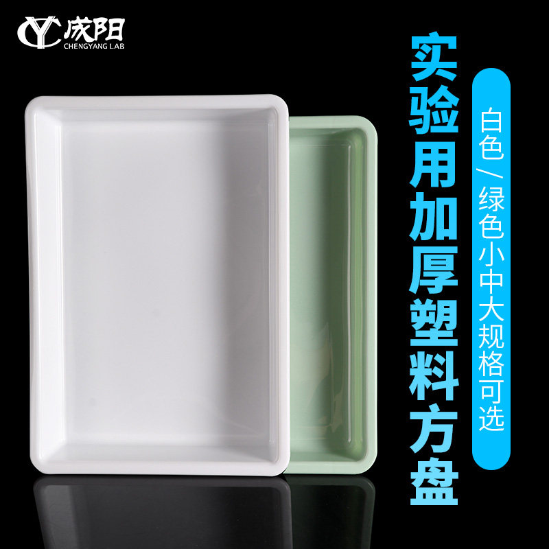 塑料方盘加厚PP聚丙烯绿色/白色长方形托盘大/中/小号耐高温塑料托盘实验室耗材