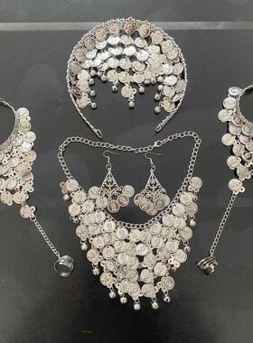 印度舞舞蹈演出服百搭配饰肚皮舞金色美人头项链发卡耳环指环爆款