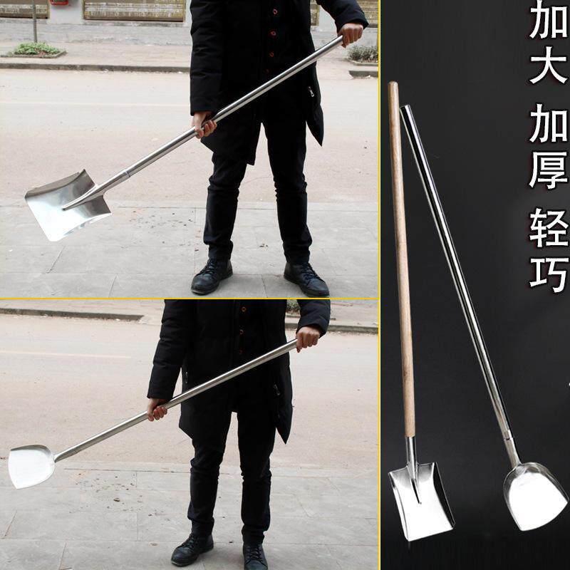 不锈钢加厚方头铲食堂炒菜大铲子厨房大长铲圆头铲学校大锅铲爆款