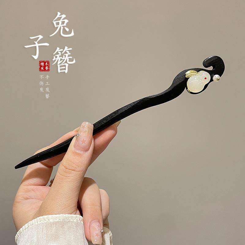 新中式发簪女古风汉服旗袍发饰后脑勺盘发木簪高级感百搭簪子爆款