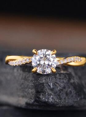 三杰 欧美简约时尚镶嵌锆石戒指wish新款镀金戒指厂家直销手爆款