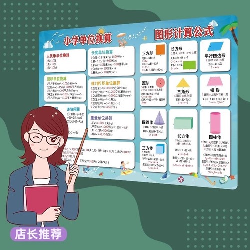 小学生数学公式大全九除法墙贴