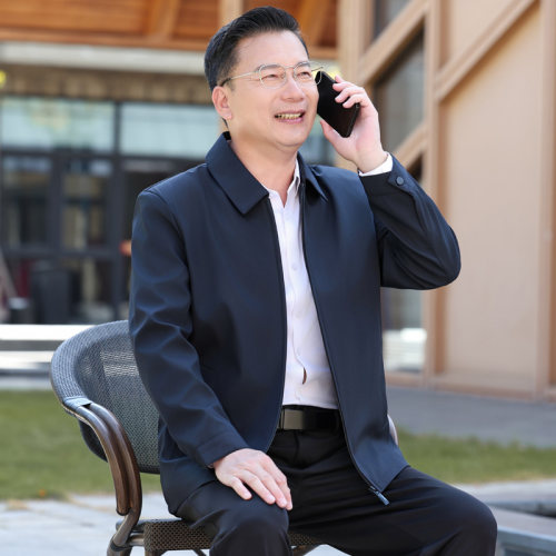 春季爸爸男士翻领外套短款衣服男