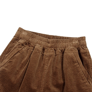 春秋款女士灯草绒裤子女宽松直筒中年妈妈裤子松紧腰条绒女裤高腰