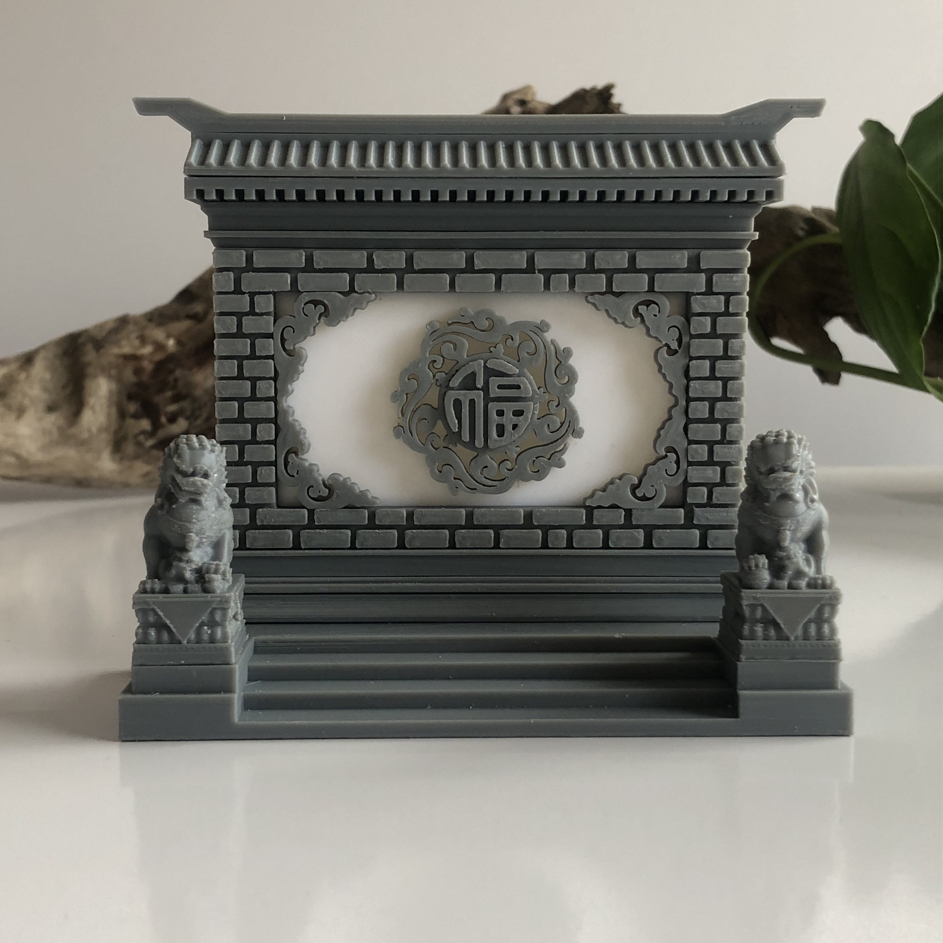 造景摆件仿石狮子微缩景观国风影壁祥云福字花窗桌面拼装树脂模型,家居饰品,桌面摆件,淘宝优惠券,粉丝福利购,淘宝优惠卷