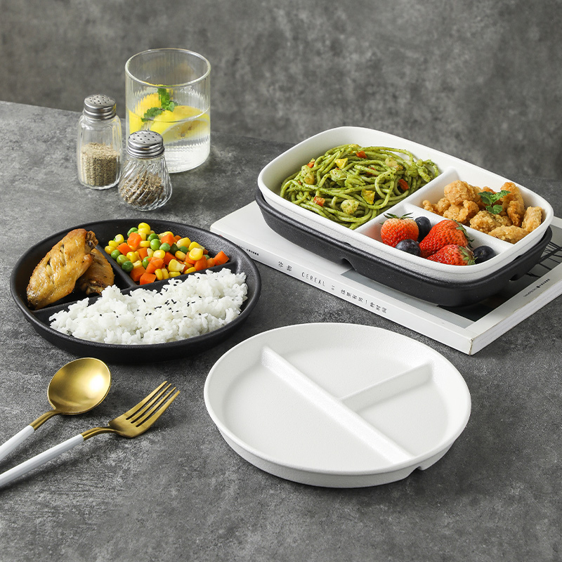 陶瓷分格盘餐具减脂餐盘大人减肥餐定量分餐盘家用儿童早餐盘子