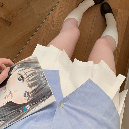 短a字白色百褶半身裙2024新款