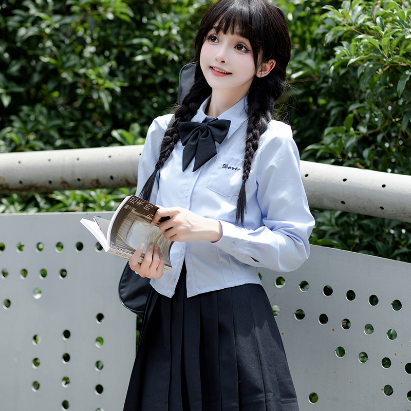学院风长短袖收腰jk衬衫