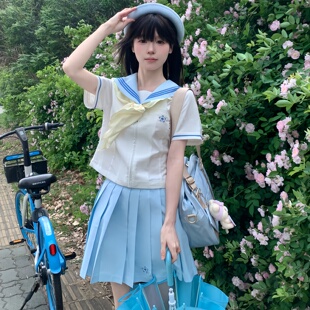 【小夏泠】原创jk水手服夏制服学院风短袖套装日系百褶裙山川
