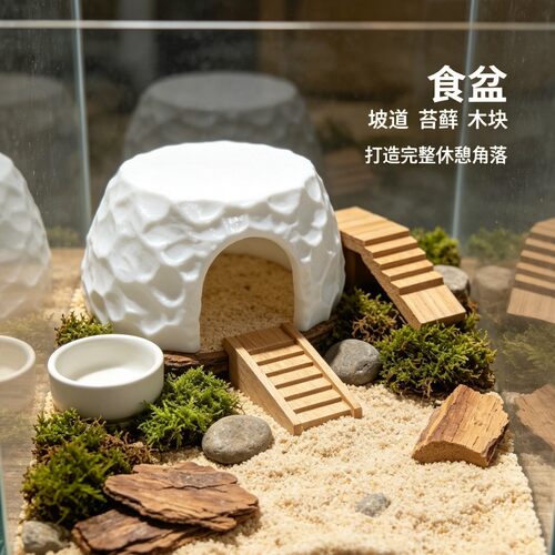 奶球泡泡屋新款宠物豹纹睫角守宫蜘蛛玉米王蛇爬宠躲避屋多色可选