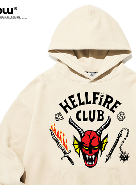 美剧怪奇物语周边卫衣秋Hellfire Club地狱火俱乐部同款圆领衣服