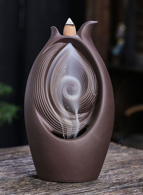 跨境陶瓷紫砂倒流香薰炉家居工艺品摆件 创意欧式倒流香回流香炉