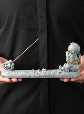 国潮青砂石香托香插办公桌面家居装饰品茶宠摆件线香托香座摆件