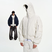 BLINDNOPLAN25AW高端系列肌理条纹廓形刺绣连帽夹克外套加厚棉衣