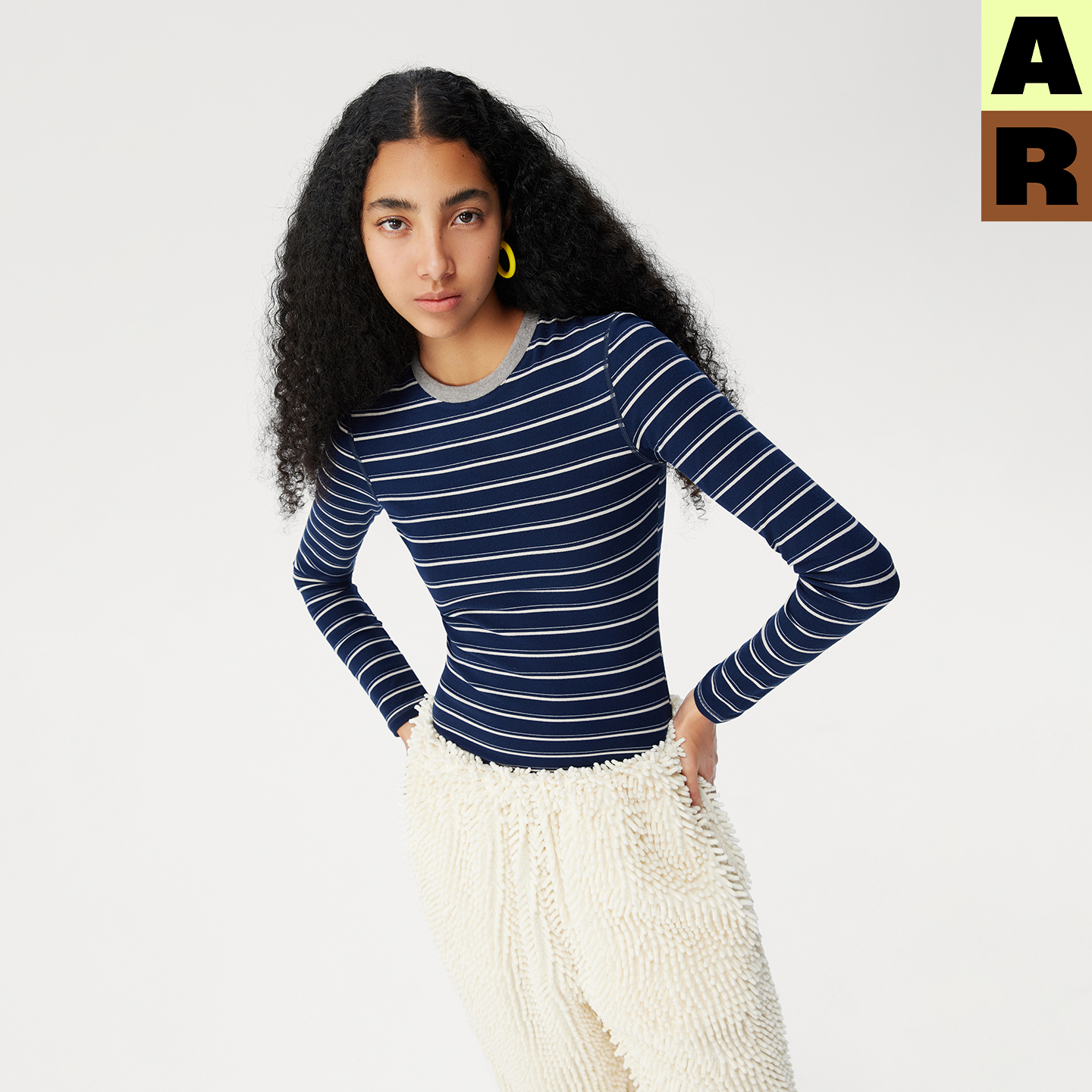 【第二件75折】AR复古条纹绒感打底衫可外穿秋冬基础内搭保暖上衣