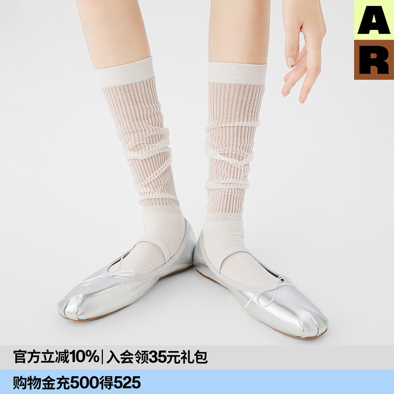 AR轻盈堆堆袜miu系芭蕾风棉底卡丝袜薄2025新款小腿袜秋显瘦长袜
