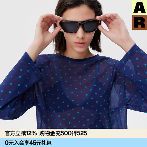 AR元素波点网纱打底2026复古长袖T恤薄款春夏叠穿显瘦内搭上衣女