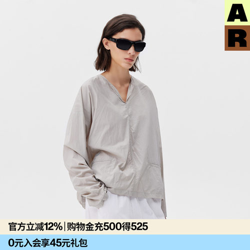 AR纯色圆领防晒罩衫春夏原纱防晒衫运动轻量防晒衣防紫外线UPF50+
