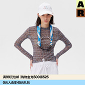 可外穿春夏薄款 AR提花点彩网纱打底衫 长袖 修身 内搭基底衣 复古时尚