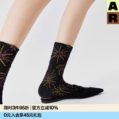 AR浮雕烟花中筒袜女亮光丝马年好运袜玛丽珍袜新年2026送礼礼物女