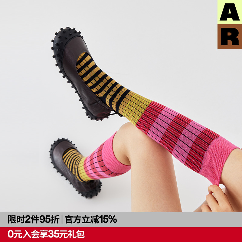 ar原创经典条纹小腿袜